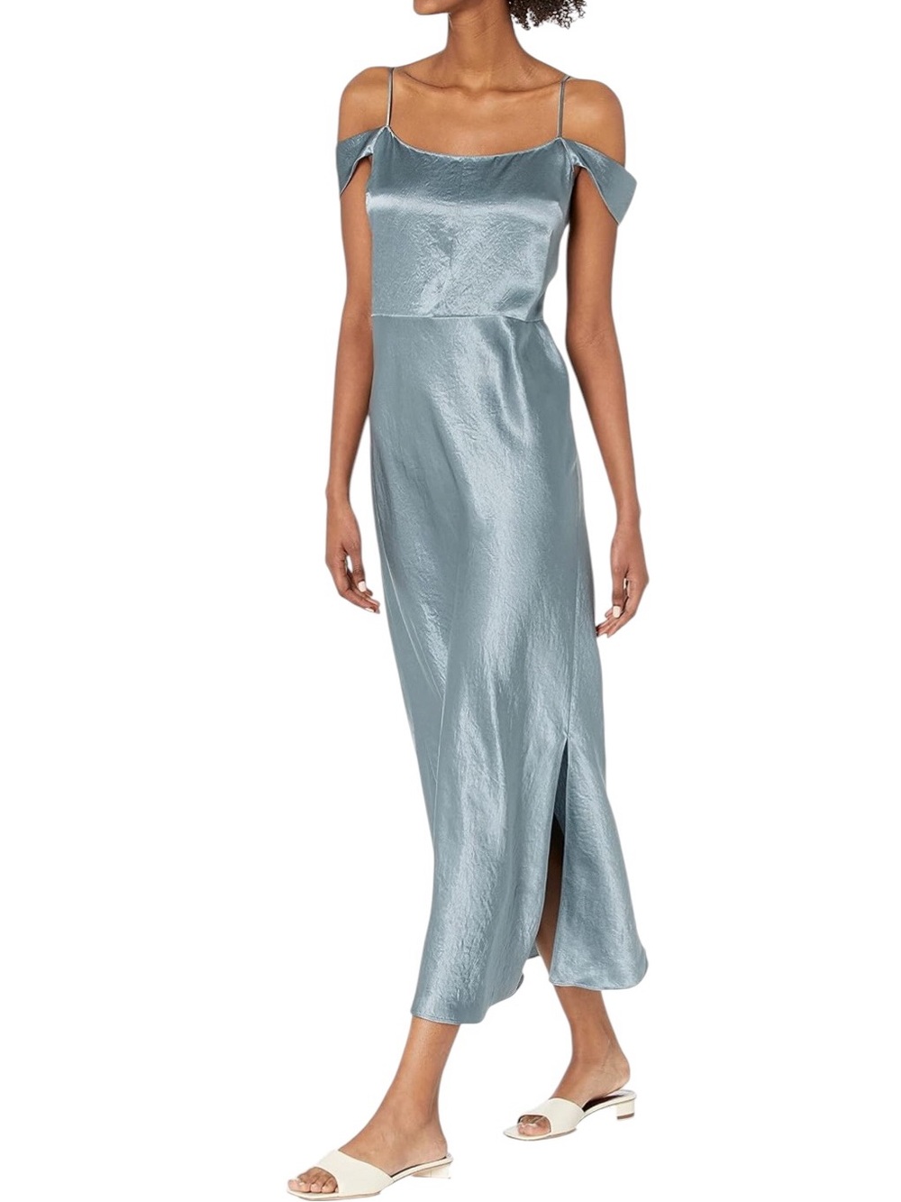 Vince Women's shoulder strap slip dress crinkle satin size 4 excellent condition